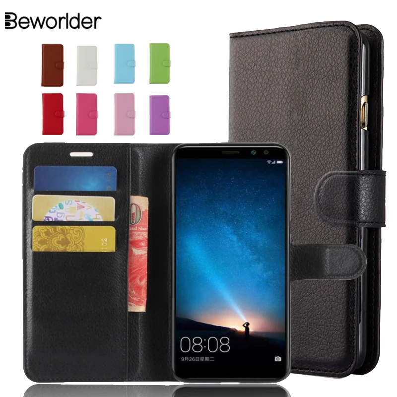 

Beworlder For Huawei Mate 10 Lite Case Mate10 Lichee Pattern Flip PU Leather Case Phone Cover Card Slot For Huawei Mate 10 Pro