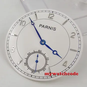 

38.9mm parnis white dial dial blue hands fit 6498 ST3620 mens watch (Dial+hands)