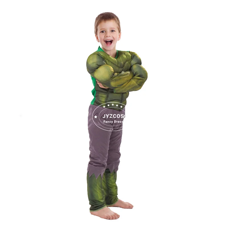 JYZCOS/Детский костюм Халка костюм на Хеллоуин карнавальный праздничный маскарадный костюм детская одежда для мальчиков Мстители мышцы Халка