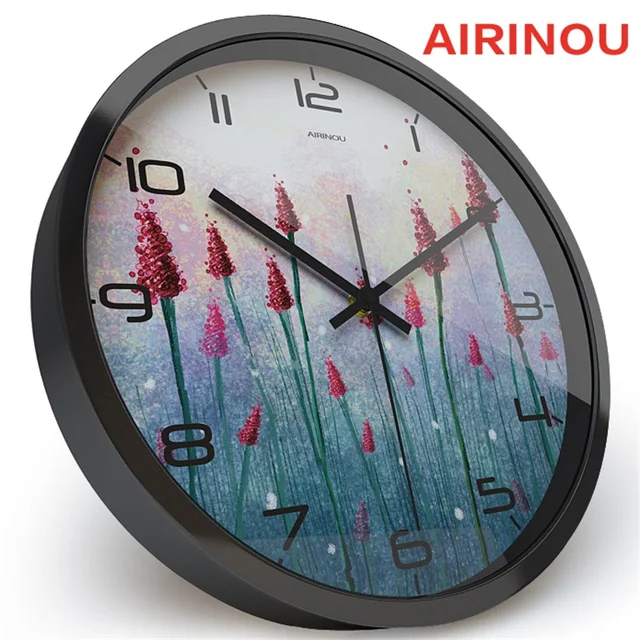 Airinou Runde Kreative Moderne Wohnzimmer Wanduhr Lavendel Große ... Airinou Runde Kreative Moderne Wohnzimmer Wanduhr Lavendel Große ...