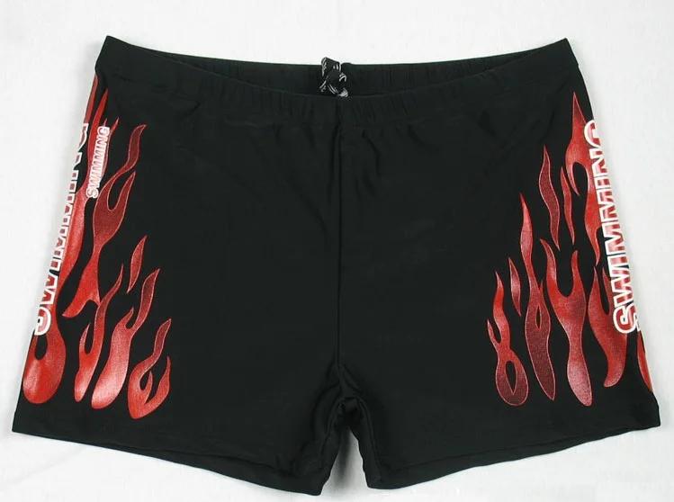Профессиональная одежда для плавания с принтом огня, мужские плавки, плавки, Шорты для плавания, плавки для мужчин, Пляжная боксерская доска, шорты Sunga - Цвет: Red Fire