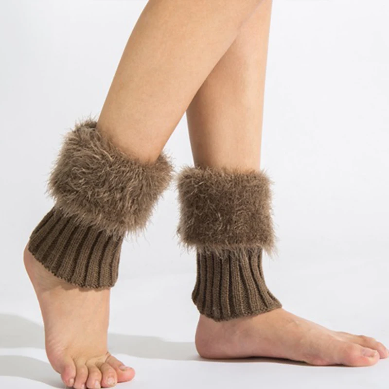Модные женские туфли зимние теплые гетры трикотажные вязаный крючком полусапожки На зимнем меху Warmmer лодыжки ног носки эластичные ботинки