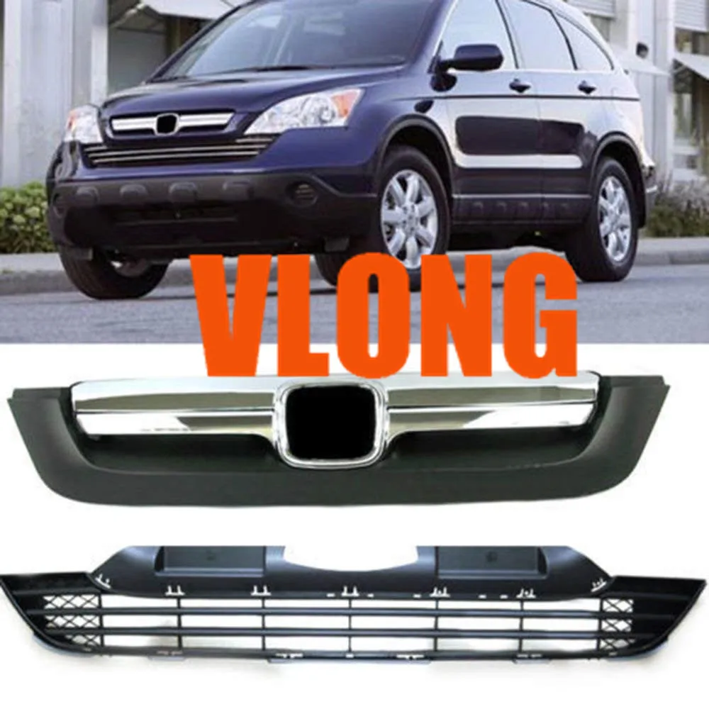 

ABS Chrome frame Front Bumper mesh Grill Grille Car styling 1 set For Honda CR-V CRV 2007 2008 2009 2010 2011