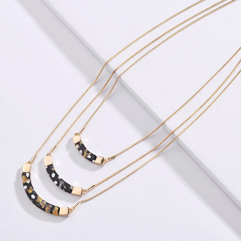 

ZWPON 2018 New Snake Chain Curved Acrylic Layered Necklace for Women Fashion Jewelry Statement Necklace Wholesale