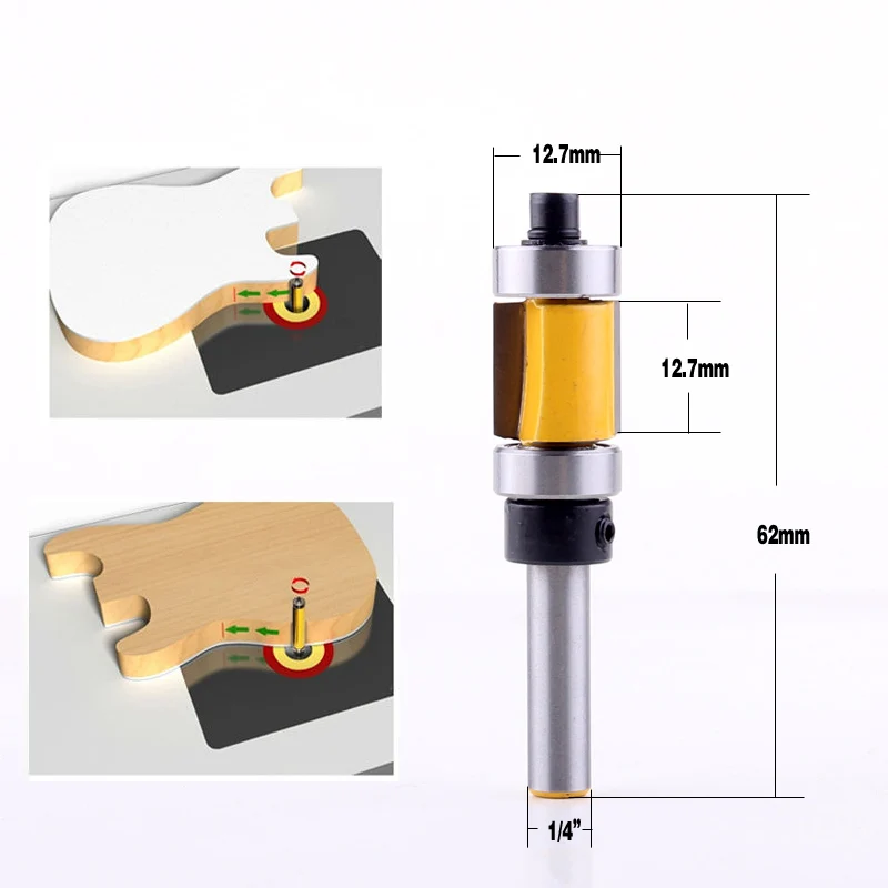 1 шт. фреза с заподлицо 1/" хвостовик панели сверху и снизу подшипника деревообрабатывающий фреза