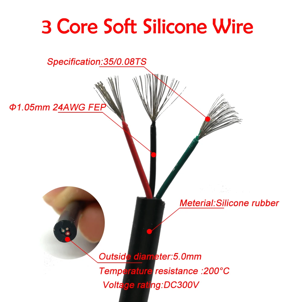 3C/4C/5C core Soft Silicone Wire for T12 soldering iron DIY KITS