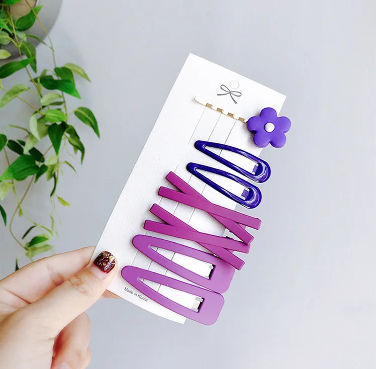 M MISM 7 шт. полые капли Акриловые зажимы для волос для девочек головные уборы корейский стиль шпильки карамельные цвета аксессуары для волос для женщин - Цвет: Purple