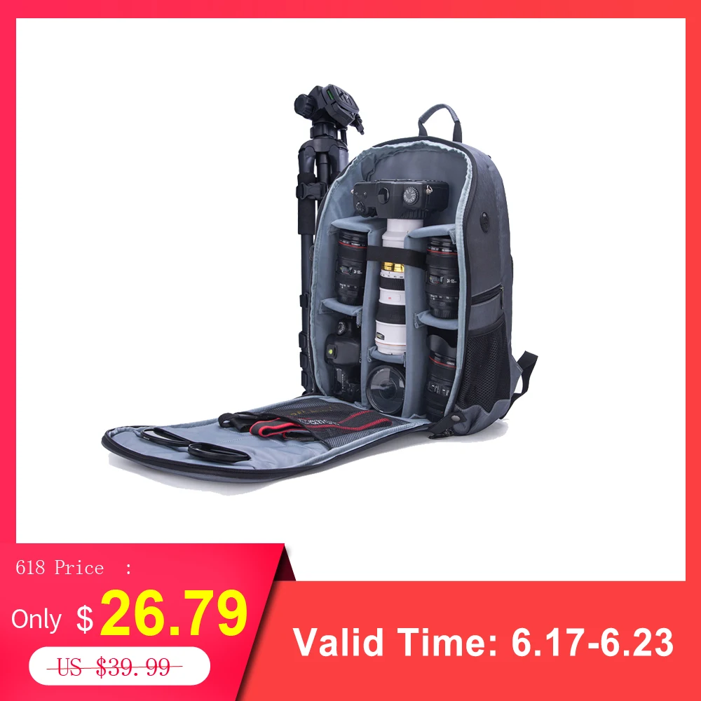 Anti theft Camera Bag Backpack Waterproof Foldable Large Capacity DSLR
