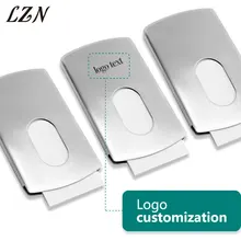 LZN визитница для женщин, мужчин, Vogue, большой палец, выскальзывает из нержавеющей стали, визитница, чехол, выгравированное Имя/контакты/текст