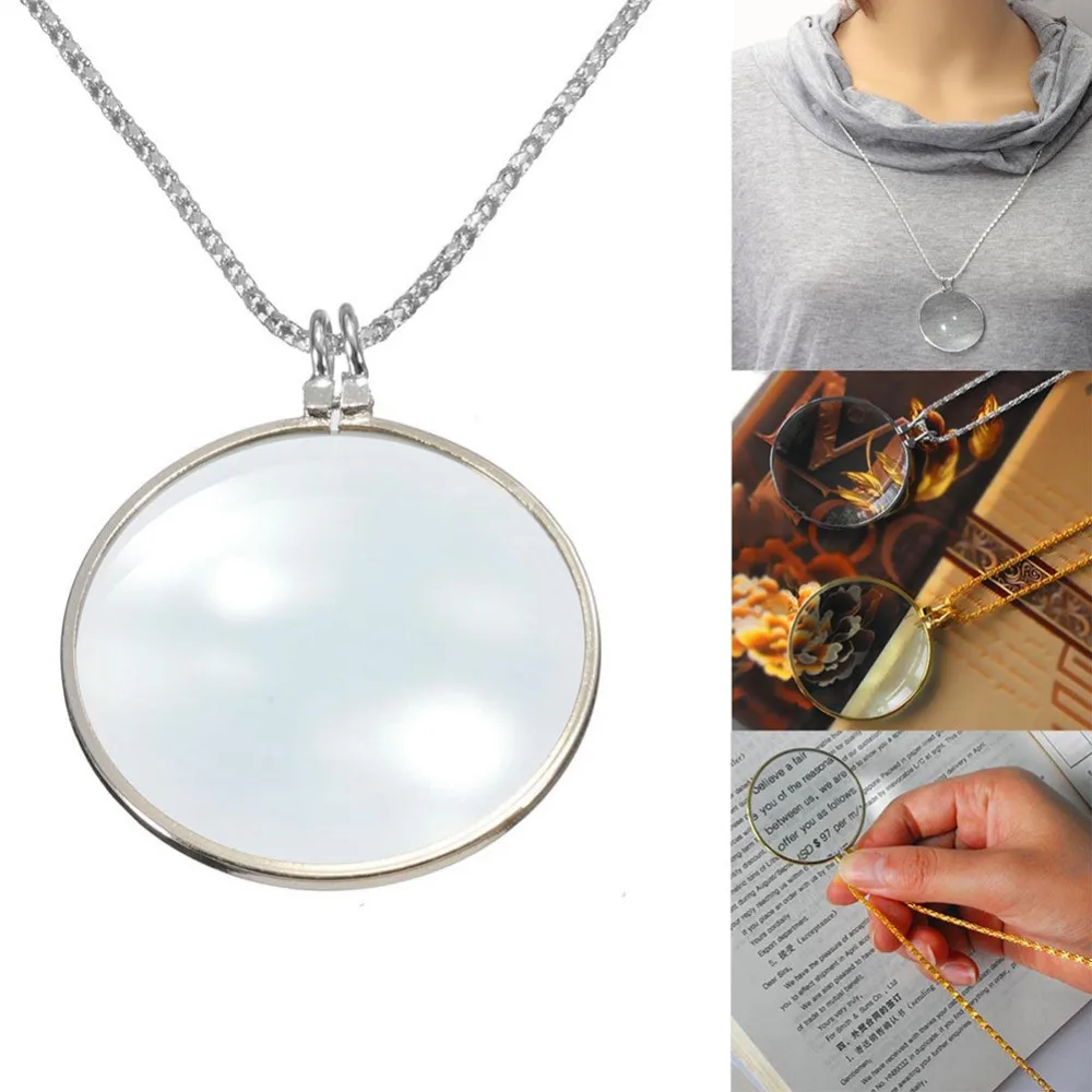 Decorative Monocle Necklace with 6X Magnifier Magnifying Glass Pendant Chain Necklace for Women Jewelry