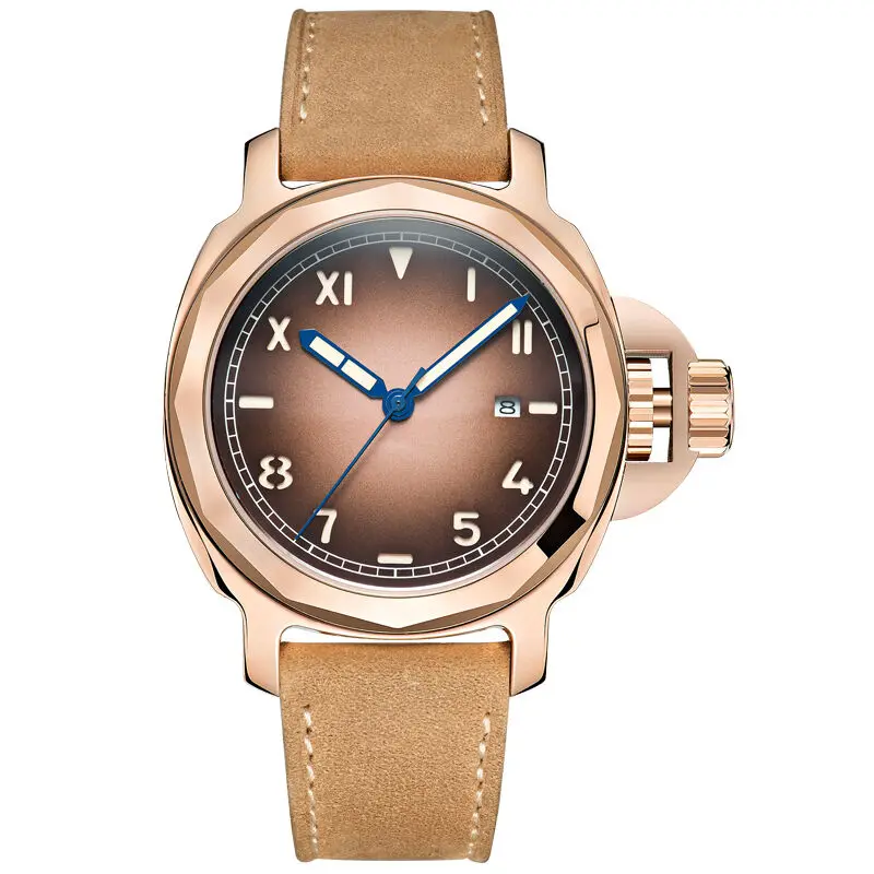 Parnis SKULL Seriers Luminous Mens Leather Watchband Fashion Automatic Mechanical Watch Wristwatch
