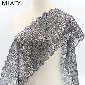 

1.5meters Black&silver Lace Trim sewing accessories Eyelash Lace Ribbon For Dress wedding Party decoration 22cm wide