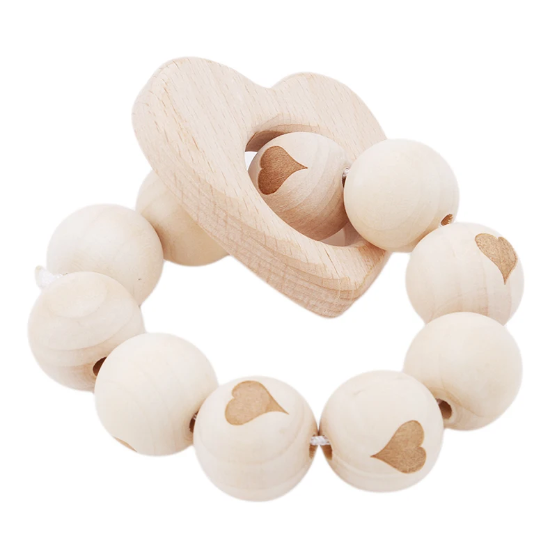 Baby Nursing Bracelets Wooden Teether Silicone Beads Teething Wood