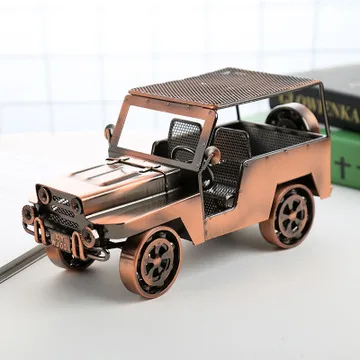 

Suv Car Fairy Bonsai Vintage Miniature Craft Statue Gift Home Retro Figurines Moss Landscape Model Garden Iron Decoration LY426