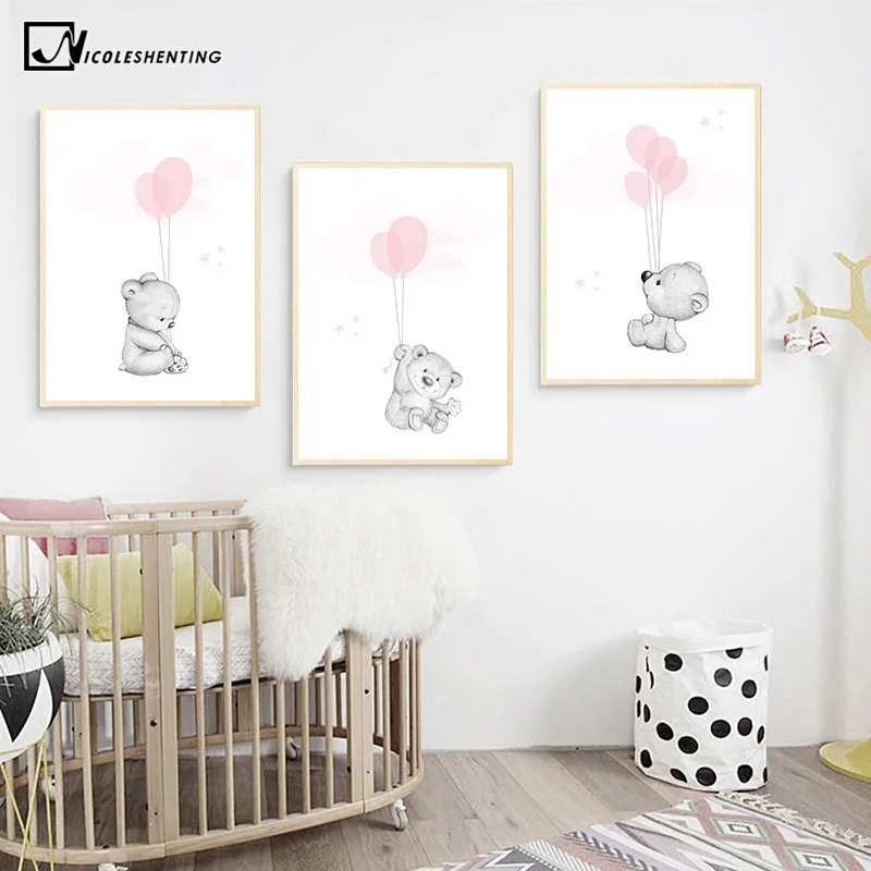 

Nursery Canvas Art Child Poster Bear Animal Decorative Print Wall Painting Decorative Picture Nordic Kid Baby Bedroom Decoration