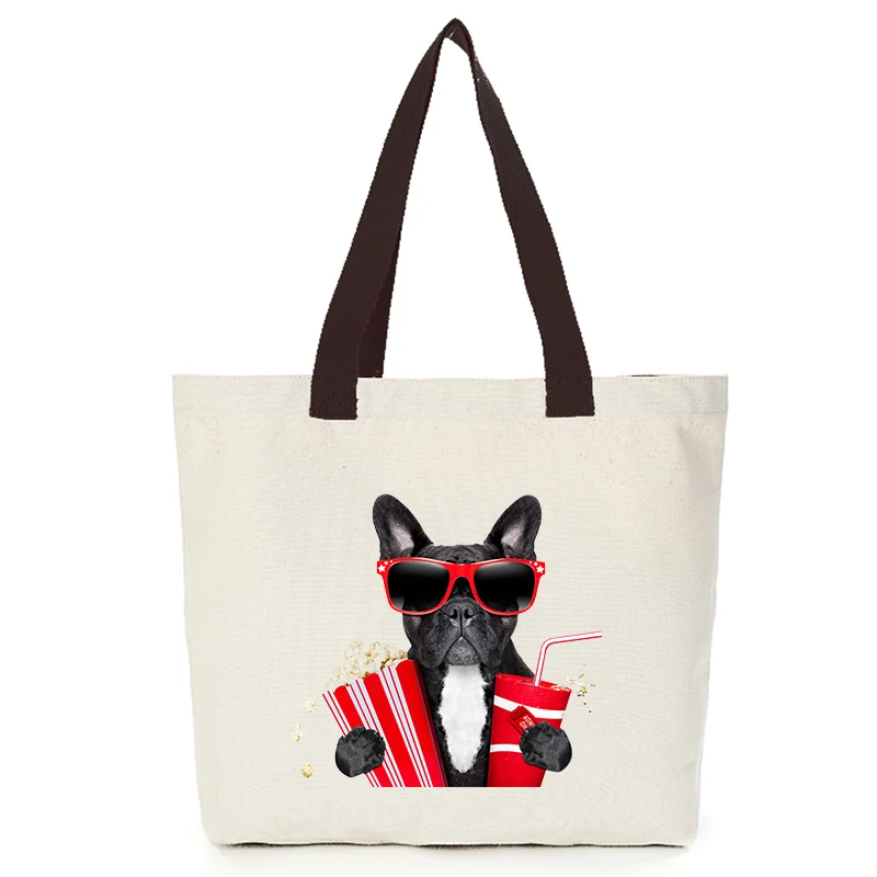 Origina cool dog series canvas custom tote bag customize eco bags diy logo shopping bag with logo  Dachshund Shepherd Dog Poodle (3)