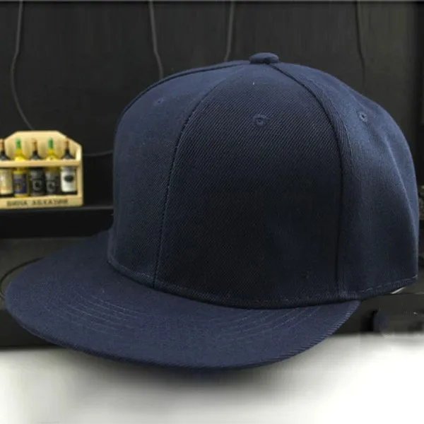 Adjustable Men Women Baseball Cap Solid Hip-Hop Snapback Flat Peak Hat Visor (4)