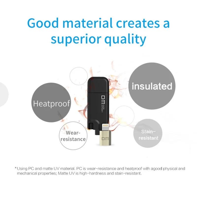  DM APD001 USB Flash Drive 32GB For iPhone X 8 7 6 PlusFor ipad Lightning to Metal Pen Drive U Disk 