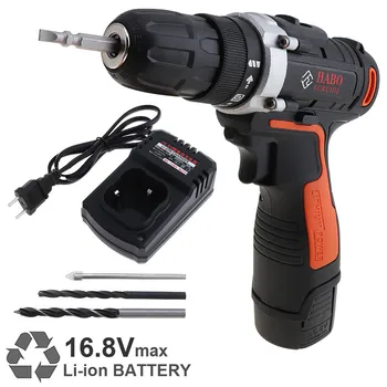 

Cordless 16.8V Electric Drill Screwdriver Rechargeable Lithium Battery Power Tools with 15 Gear Torque and Two-speed Adjustment