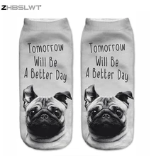 ZHBSLWT/новые женские носки с 3D принтом «Собака», милые короткие носки, несколько цветов, модный стиль-11