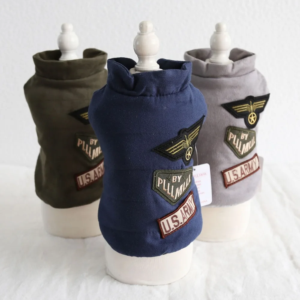 

Military Promotion Time-limited 100% Cotton Solid Badge Velvet Warm Vests for Dogs 2019 and Grey Colors Xs-xl Sizes Pet Clothes