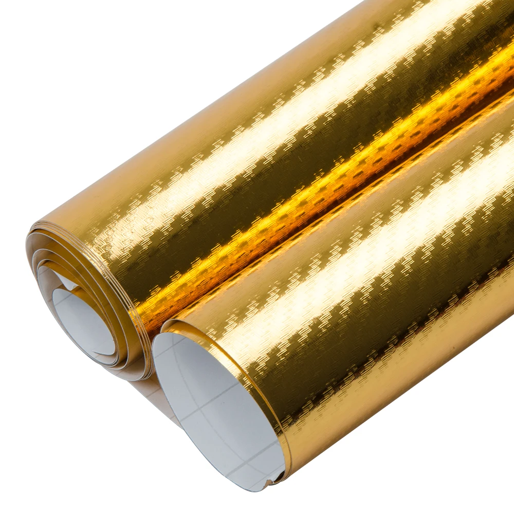 

SUNICE Car Wrap Sticker Film Auto Car Accessories Glossy Gold Chrome Carbon Fiber Change Color Air Bubble Free 1.52*3m
