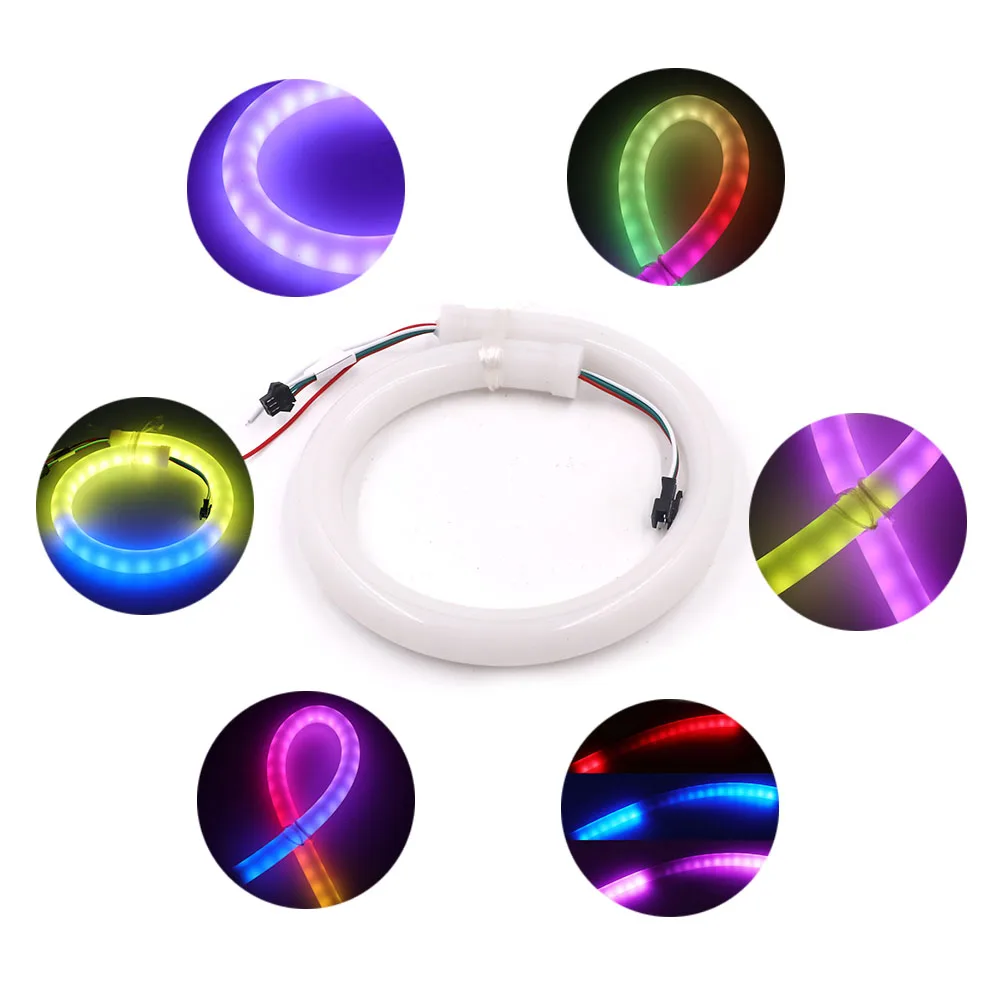 XUNATA Round RGB Светодиодная лента неоновый светильник для украшения 5 в 12 В 60 Светодиодный s водонепроницаемый веревочный струнный светильник с европейской вилкой RF 21 клавишный контроллер