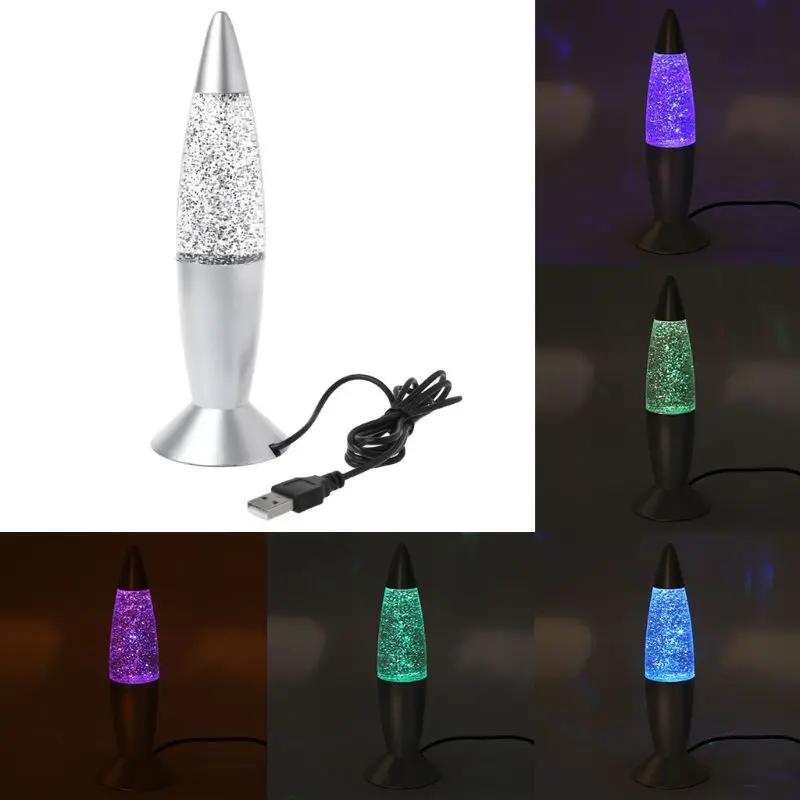 

New 3D Rocket Multi Color Changing Lava Lamp RGB LED Glitter Night Light Gift Jan-23