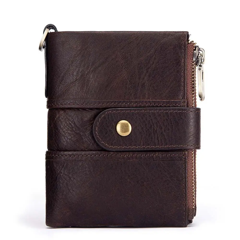 GZCZ,, брендовый мужской кошелек, натуральная кожа, RFID, кошельки, мини кошелек для монет, Короткий Мужской клатч, кошелек для мужчин, s, маленькая сумка для денег, высокое качество - Цвет: coffee