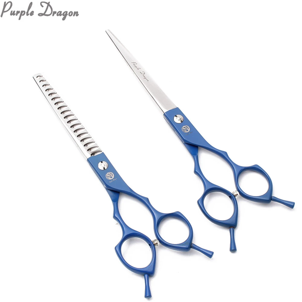 7.0" 440C Blue Professional Grooming Scissors Kit Thinning Shears Straight Dog Animal Finger Rest Z9029 | Красота и здоровье