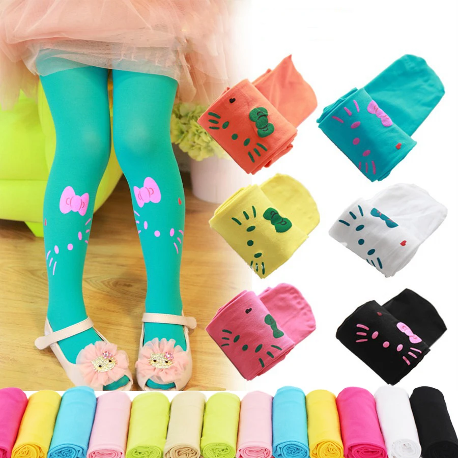 

Girls dance tights 2018 spring summer girl KT candy color Pantyhose Velvet Fabric Tights Stocking Pants for 60-135cm height