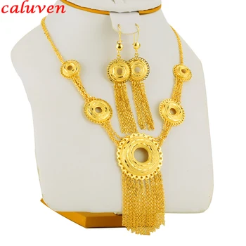 

Ethiopian Gold Sets Jewelry African Jewelry For Shell Earring/Necklace/Pendant Women Gift Gold Color