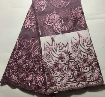 

2019 Latest French Nigerian Laces Fabrics High Quality Tulle African Laces Fabric Wedding African French Tulle Lace ELM044 onion