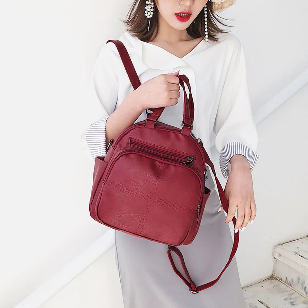 

Female Casual Small Solid Color Shoulder Bags Crossbody Messenger Backpack for Women Multifunction PU Leather Bags Mochila