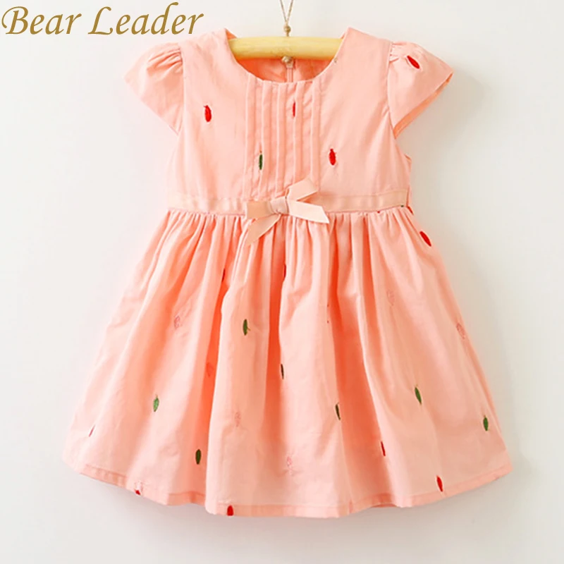 

Bear Leader Girls Dress 2017New Summer Children Clothing Rain Dots Print Princes Bow Belt Casual Style 2 Colors Kids Clothes
