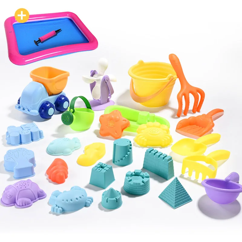  soft Silicone beach toys for children SandBox Set Kit Sea sand bucket Rake Hourglass Water Table pl