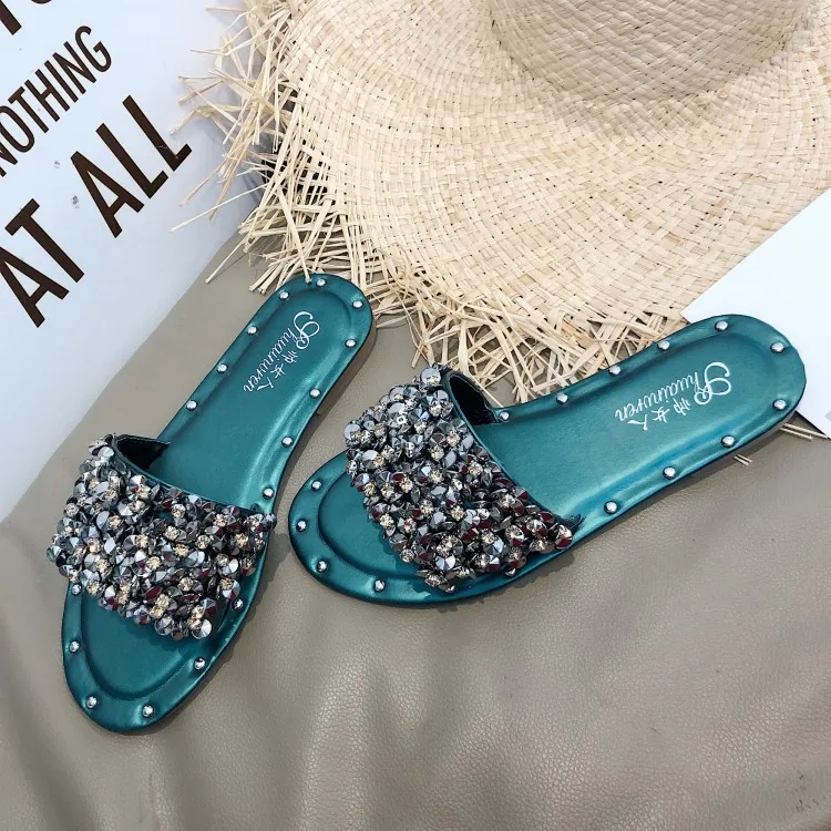 

Dropshipping 2019 New Slides Women Sandals Mules Cozy Home Slippers with bowtie Women Flip Flops Slip on Plus Size 40