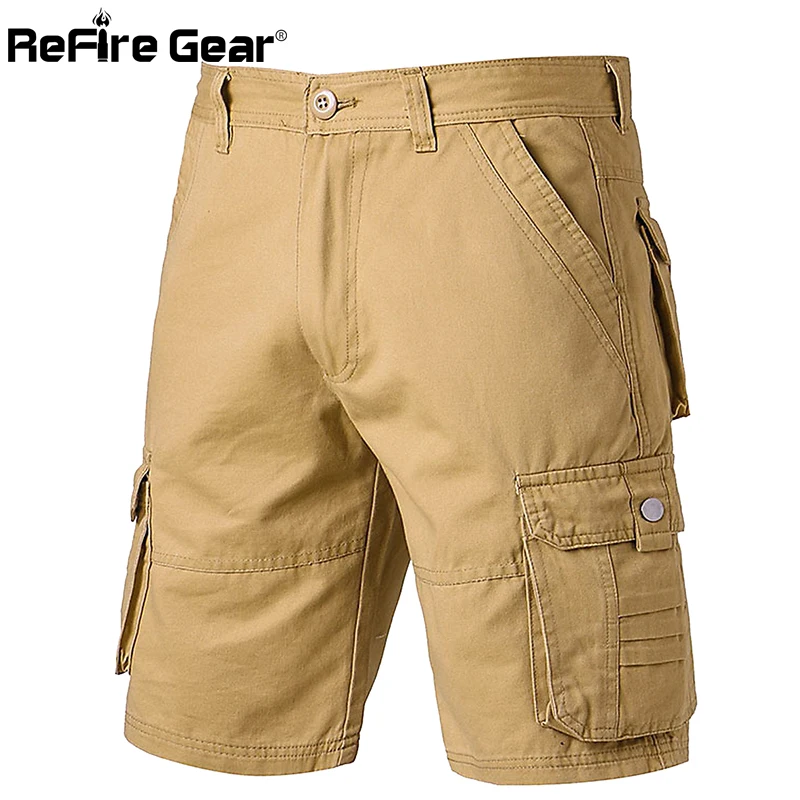 

ReFire Gear Casual Summer Military Tactical Shorts Men Multi Pockets Army Cargo Shorts Cotton Breathable Stretch Short Pants