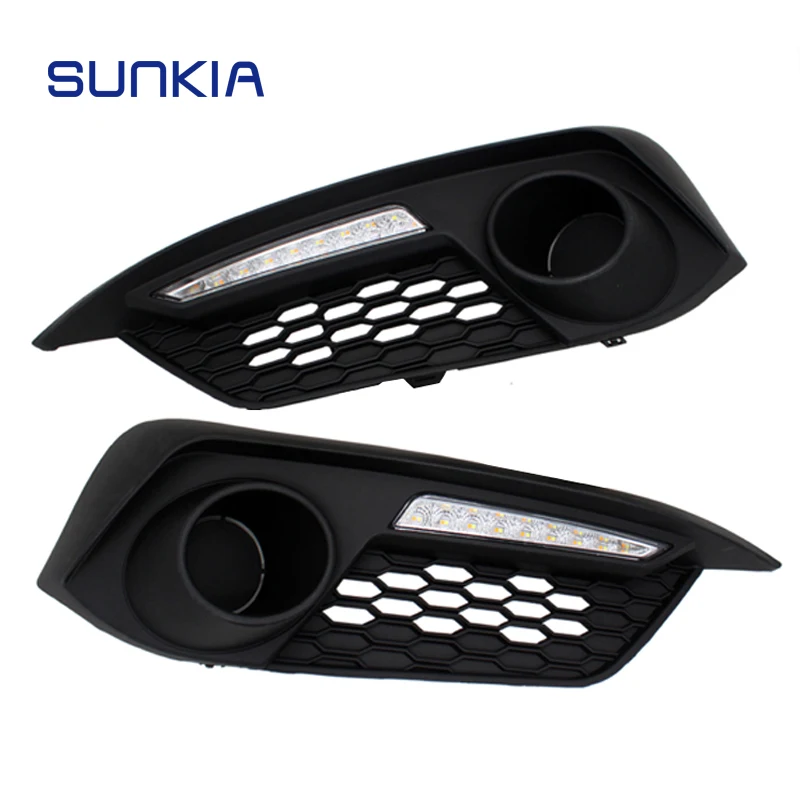 

SUNKIA 2Pcs/Set LED DRL Car Styling Driving Daytime Running Light for Civic 10th 2016 Fog Lamp Relay with Turn Signal