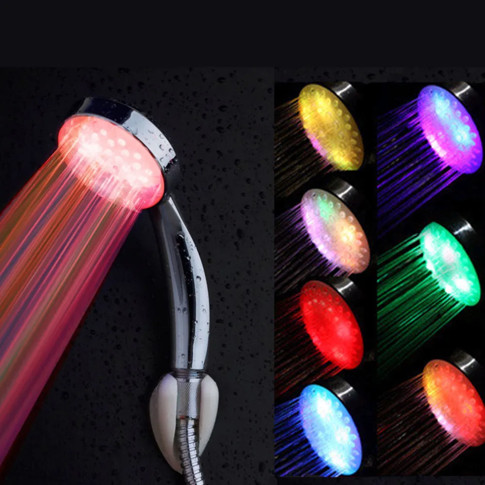 1 шт 7 цветов ручная душевая светодиодный Насадки для душа с романтическими автоматический светодиодный свет для Ванная комната Горячая распродажа