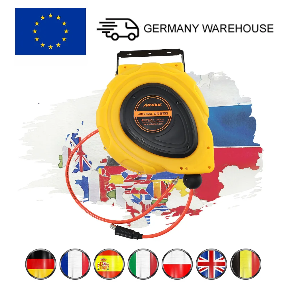 

AUTOOL Automatically Air Retractable Hose 50Feet 15m 3/8 inch Cable Reel Hose Air Conditioning Hoses European 7 Days Delivers