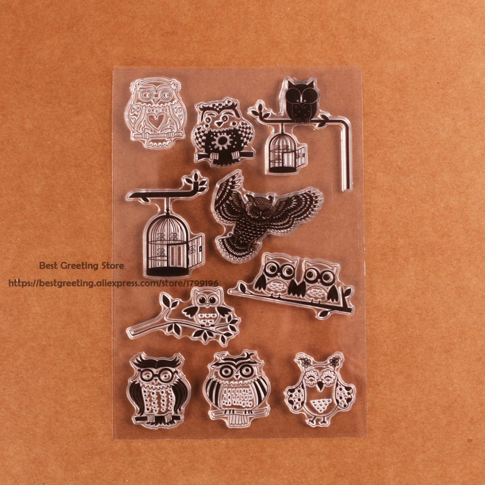Owl stamps cute owl clear stamps cardmaking supplies clear 9 owl