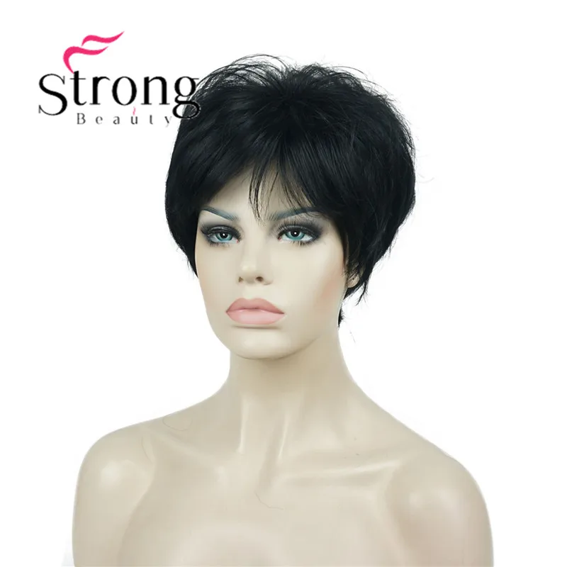 StrongBeauty короткий Пушистый прямой блонд полный синтетический парик для женщин