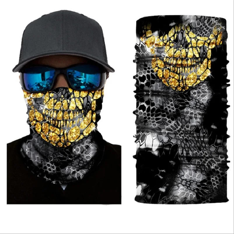 3D Seamless Headband Skeleton Skull Neck Scarf Warmer Face Mask