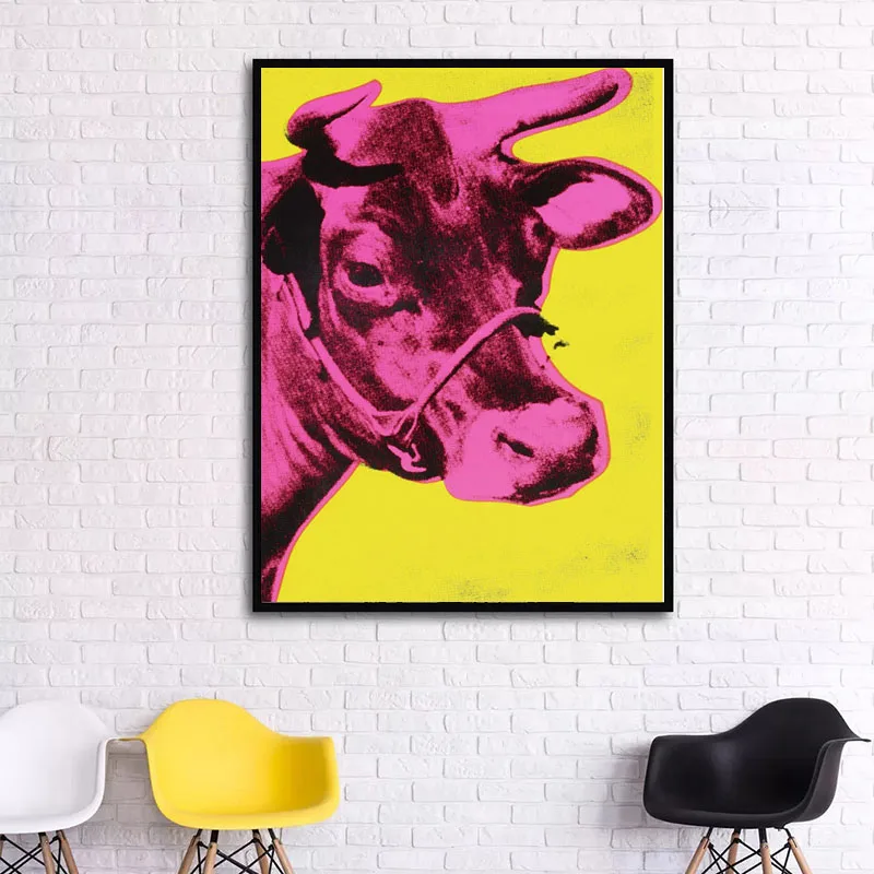 RELIABLI искусство красочная корова Энди Warhol животное живопись настенные картины для гостиной холст картины печать постеры без рамок - Цвет: NO.1