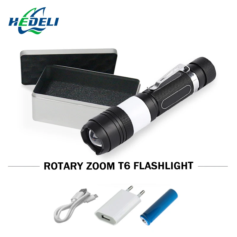 

usb Camping cree xml T6 led flashlight 18650 COB red light torch flash light waterproof charge hand lamp linterna led recargable