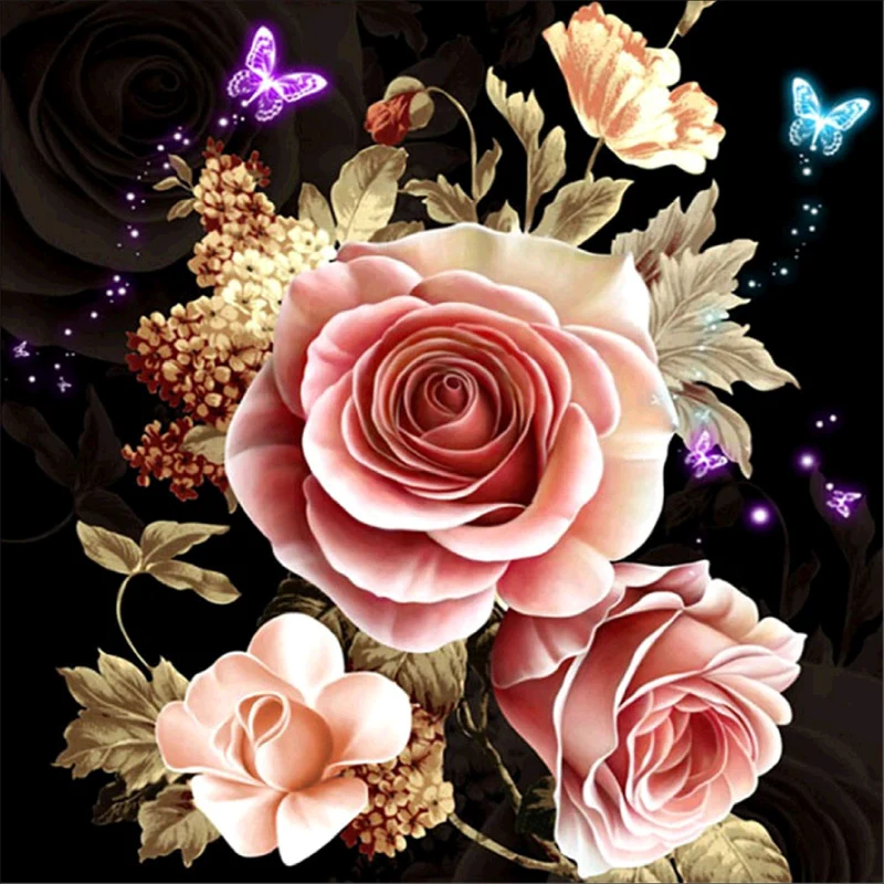

5D Diamond Embroidery Crystals Mosaic Picture butterfly flowers Round Painting Cross Stitch Kits