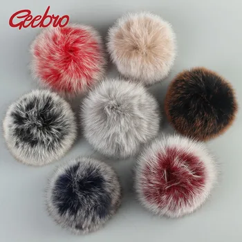 

Geebro 1 PCS 14 cm Genuine Natural Fox Fur Pompoms Big Real Fur Balls For Winter Beanies Scarf Accessories Two-tone Pompons
