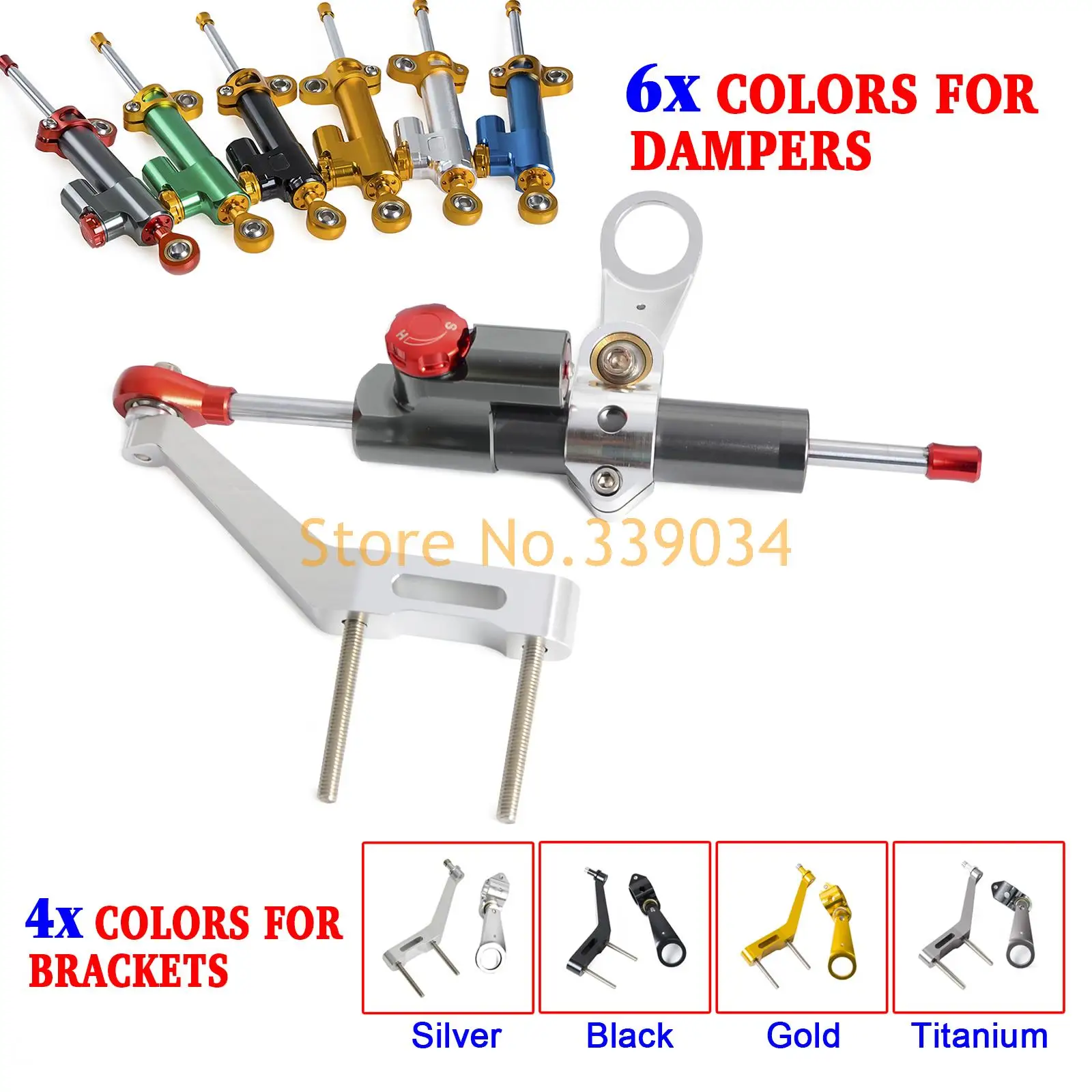 

New Sliver CNC Steering Damper Stabilizer & Bracket Kit For Honda CBR954RR 2002 2003 Motorcycle