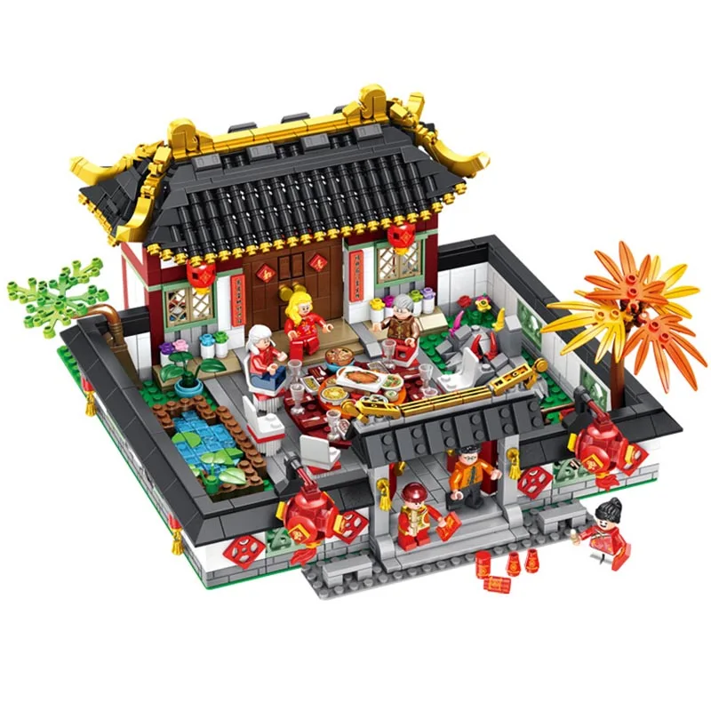 

Chinese Series Spring Festival New Year's Eve Family Dinner Building Blocks Bricks Educational Toys Compatible With Legoings